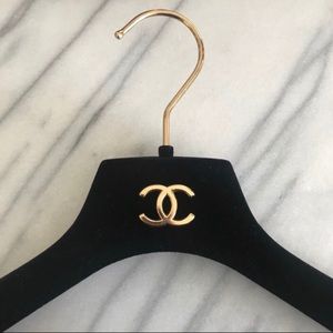 Chanel CC Gold Hardware Black Felt Clothing Hanger